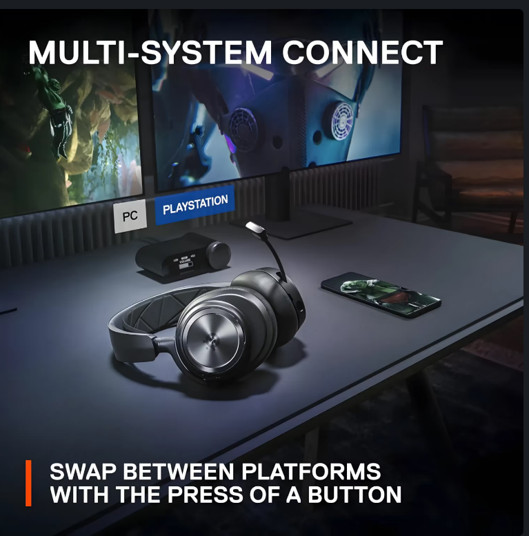 SteelSeries Arctis Nova Pro Wireless Multi-System Gaming Headset - Premium Hi-Fi Drivers - Active Noise Cancellation - Infinity Power System - ClearCast Gen 2 Mic - PC, PS5, PS4, Switch, Mobile / 61520 / 61520